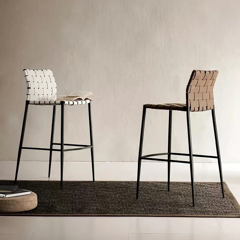 

Simple Back High Bar Stool Modern High Quality Designer Nordic Chair Minimalist Comfortable Taburete Alto Home Furniture