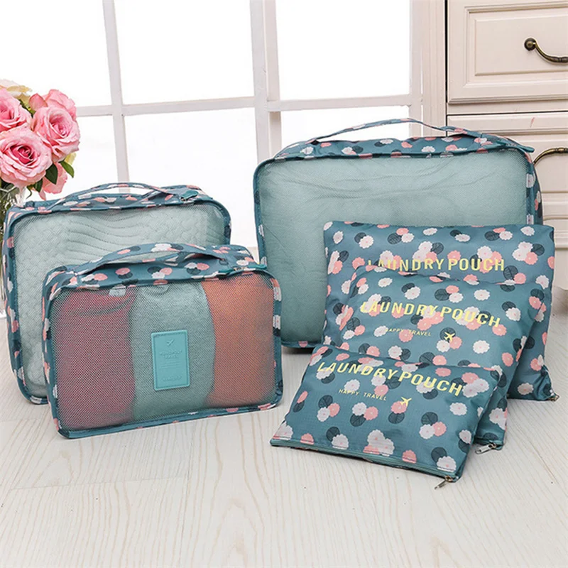 1/6pcsTravel Storage Bag Set for Clothes Tidy Organizer Wardrobe Suitcase Pouch Travel Organizer Bag Case Shoes Packing Cube Bag