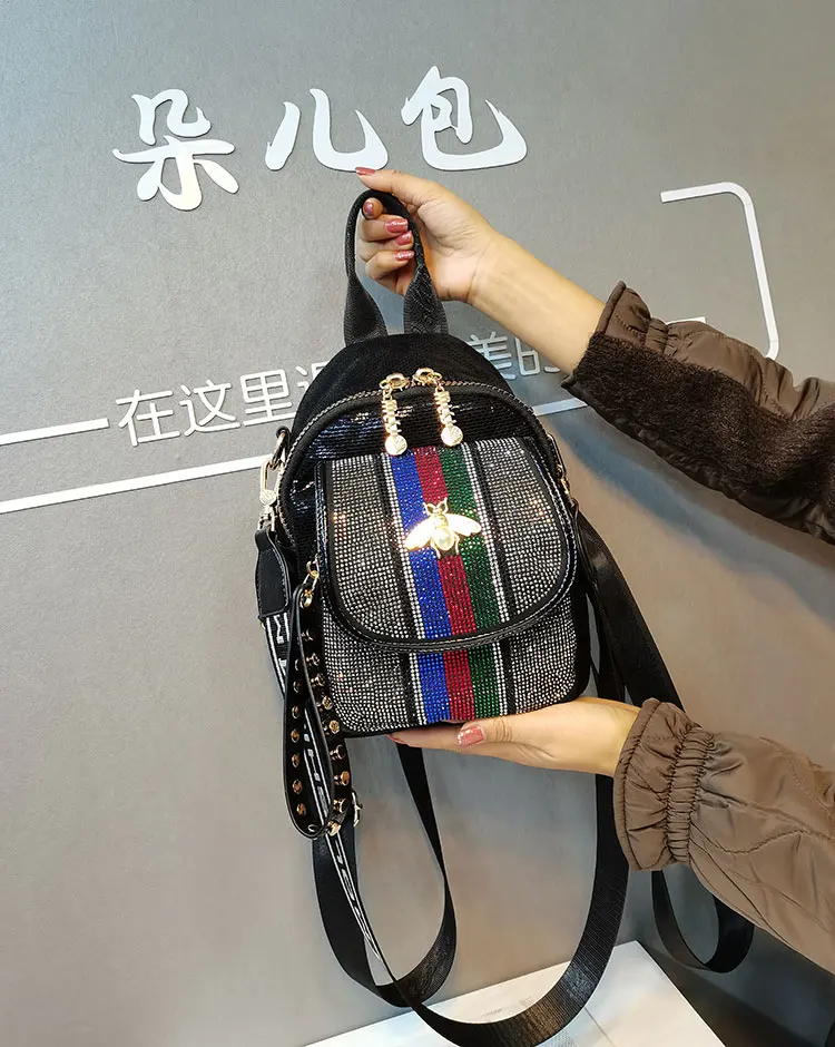 Backpacks Rhinestones New | Black Backpack Rhinestone