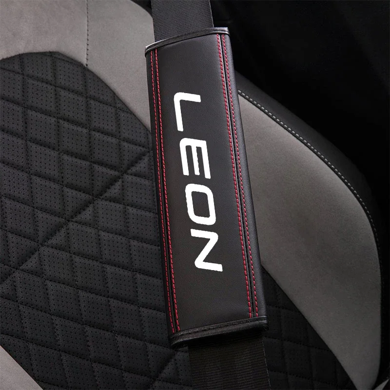 소가죽 자동차 인테리어 시트 벨트 보호대 커버, 좌석 LEON 2010 2014 2016 2022, 이비자카 자동차 액세서리, 1 개