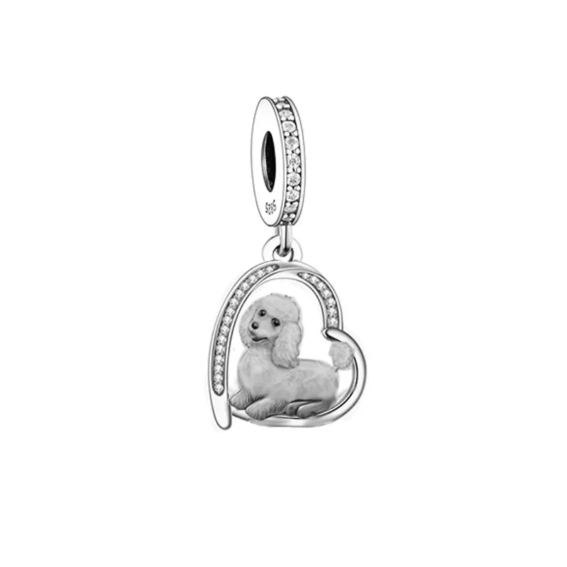 Fit Original Pan Charms Bracelet 925 Sterling Silver Pomeranian Poodle Chihuahua Schnauzer Pug Dog Bead For Making Berloque DIY 5