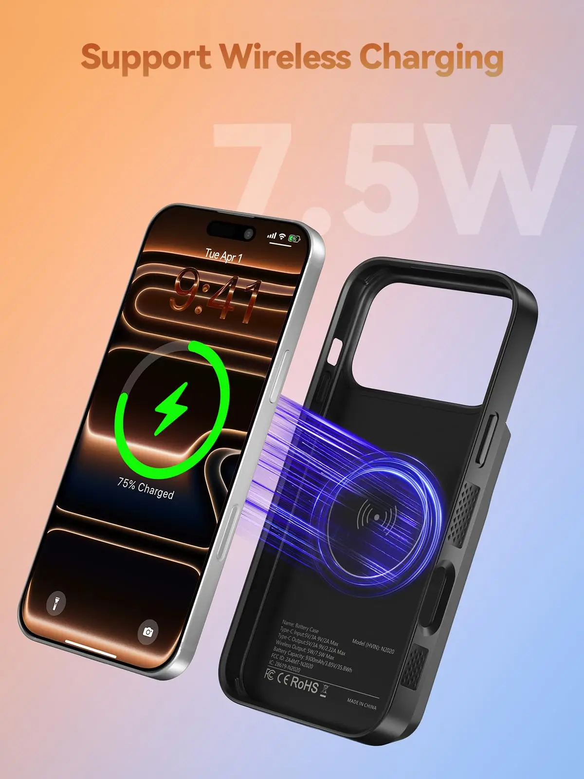 NEWDERY 9300mAh Battery Case for iPhone 17 Pro Max Wireless