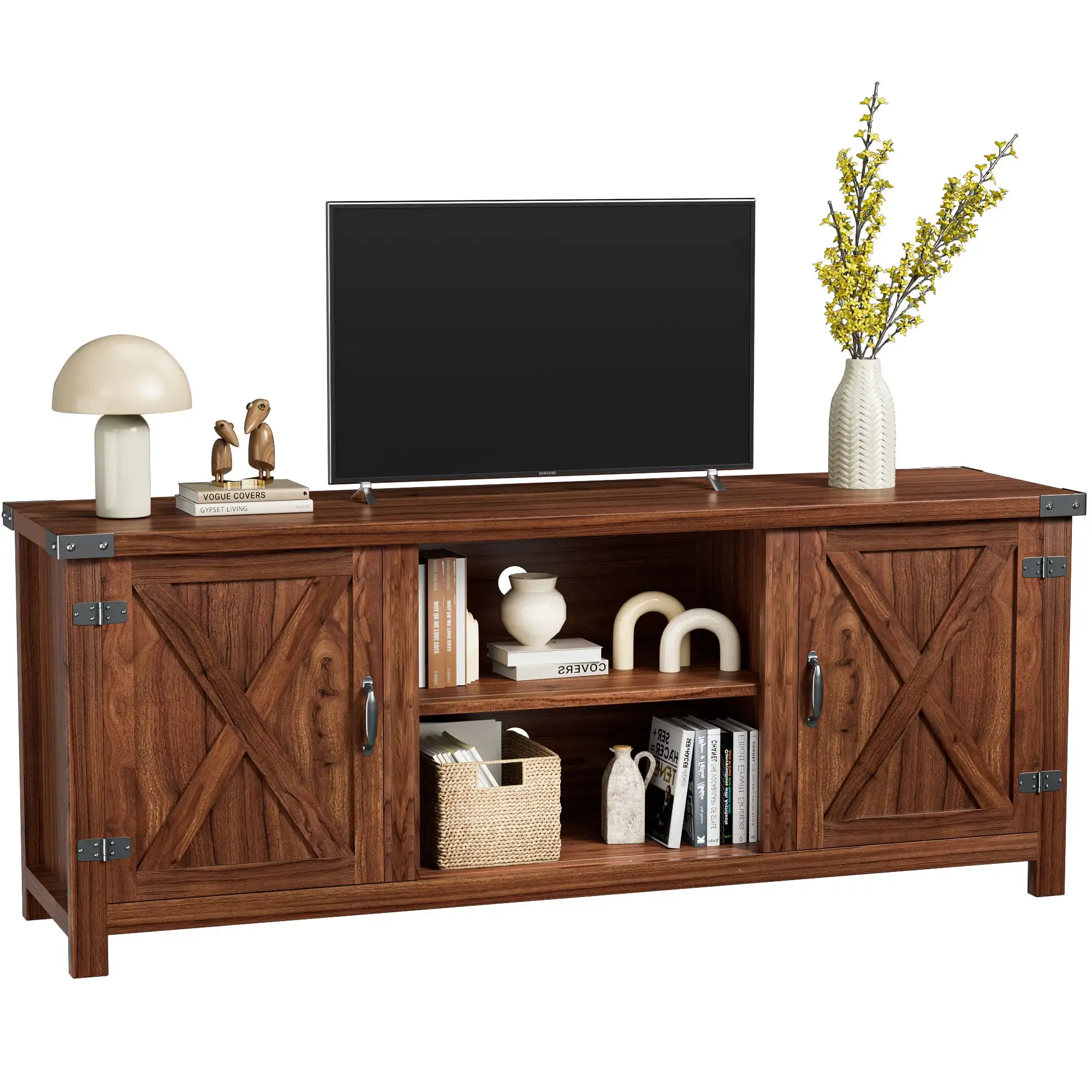 

Vineego 58"Modern Farmhouse Barn Two-Door Tv Stand for TVs up to 65" Rustic Brown