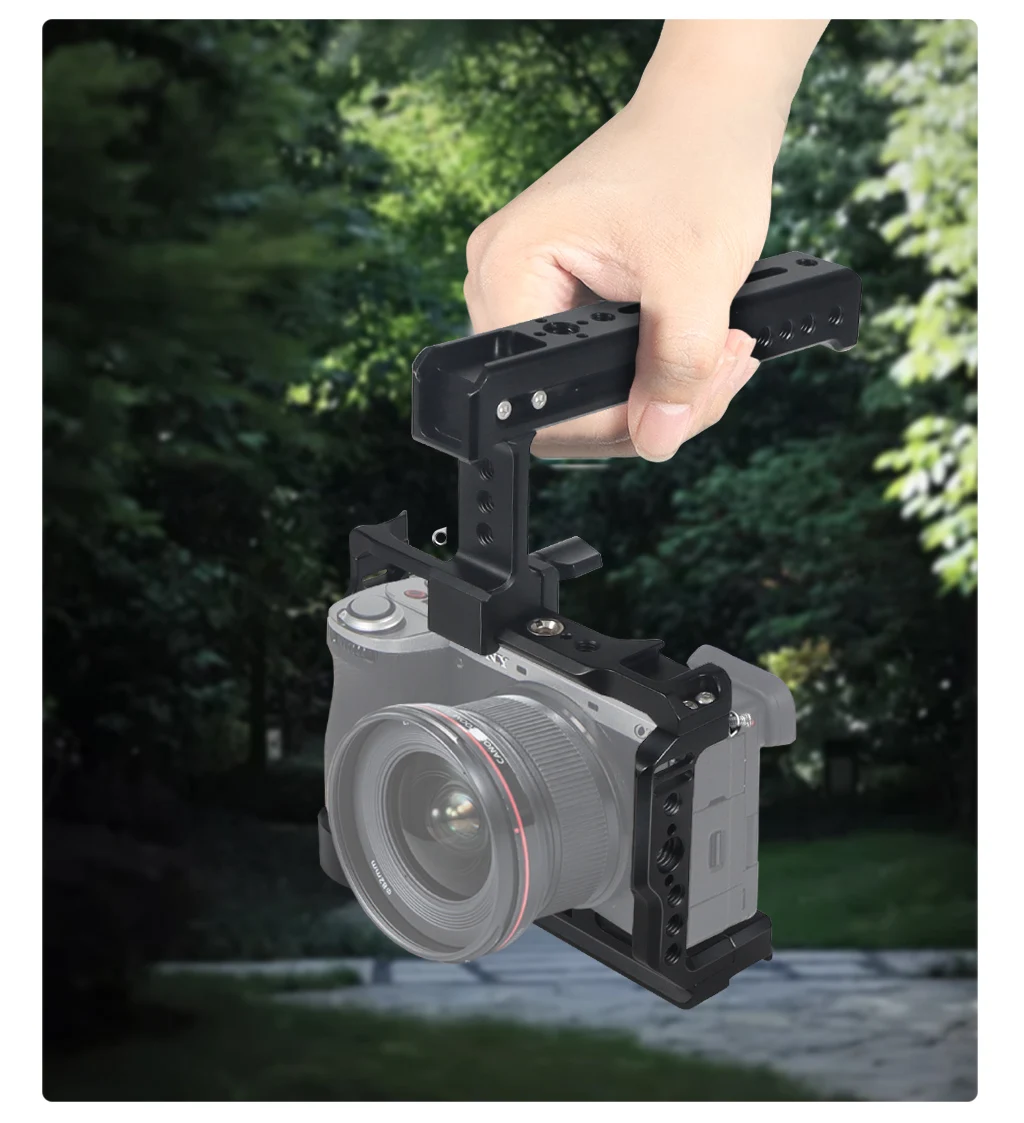 Aluminium legierung Kamera käfig Video Rig Top Griff Kit Kalt schuh halterung für Sony A6700 DSLR Video Mikrofon Lichter Stativ halterung – Detail 18