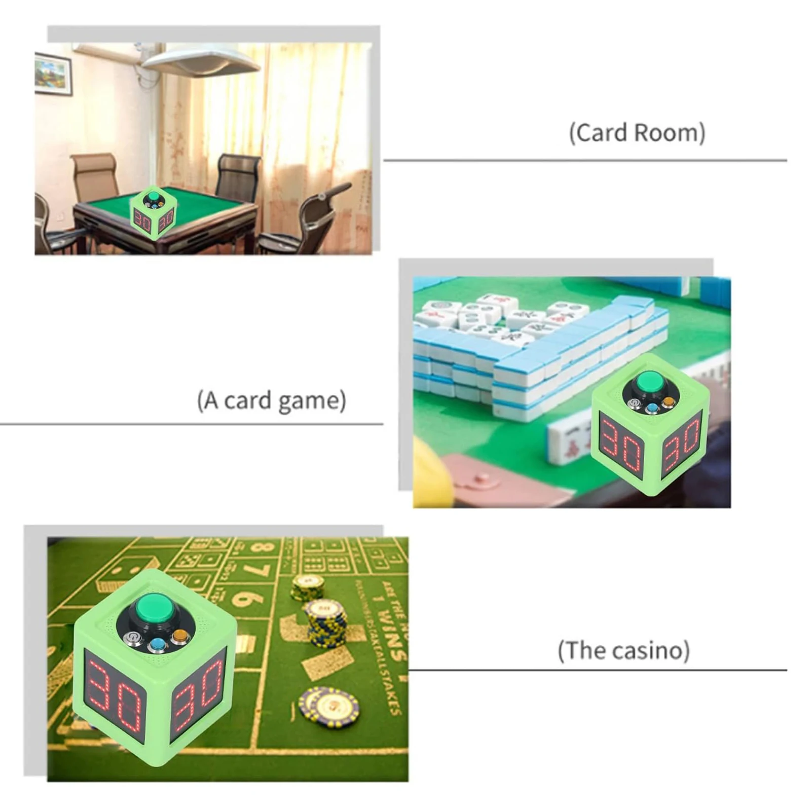 1.4인치 디스플레이가 있는 디지털 카운트다운 스톱워치 타이머, 4면 큐브 타이머, 5단계 밝기, 배터리 없음, 체스, 포커, 경주용
