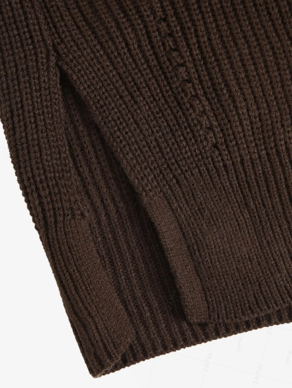 ZAFUL Women's Daily Solid Color Long Sleeve Drop Shoulder Loose Pointelle Knit Open Placket Slouchy Longline Layering Cardigan 6