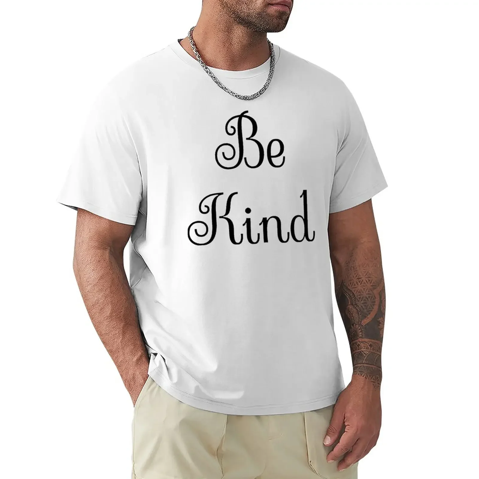 

Мужская футболка с рисунком Be kind, корейская мода, большие размеры