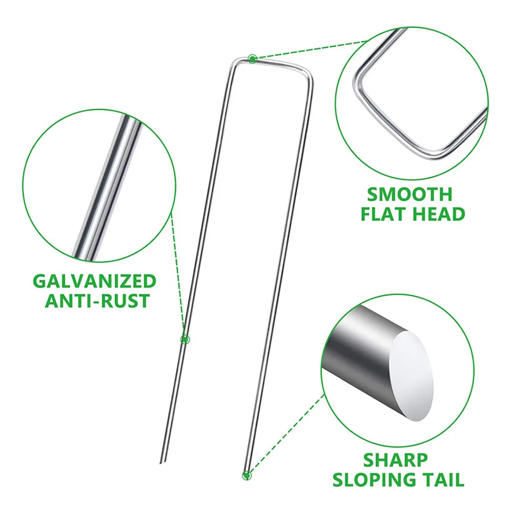 

10pcs U Shaped Nail Stainless Steel 10*4cm Gardening Galvanized Nails For Sunshade Net Artificial Grass Drip Tape Tubing Fixing