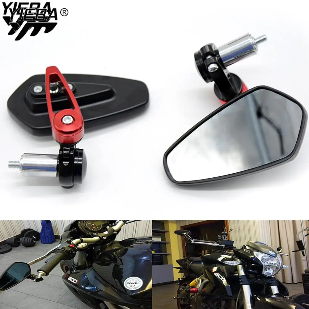 Motorcycle 7/8" Handle Bar End Red Rearview Mirrors For Honda Yamaha Suzuki BMW