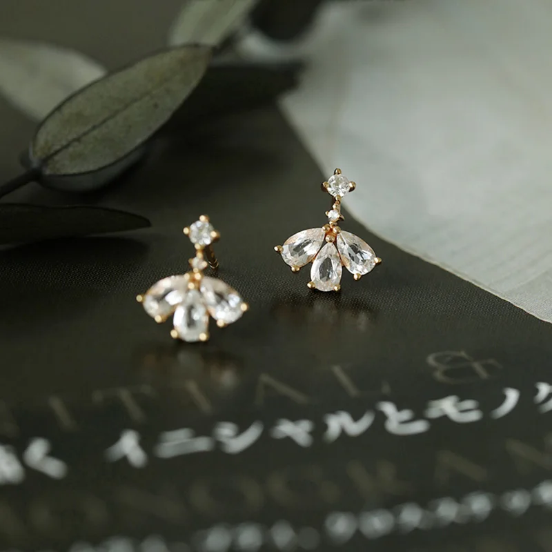 

Элегантные серьги LAMOON, натуральный драгоценный камень, топаз, серьги-гвоздики, серебряное золото, покрытые цветком, бижутерия, ювелирные изделия EI182