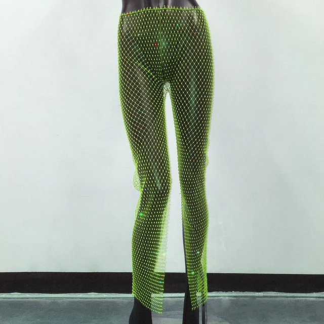 Sparkly Rhinestone Diamond Fishnet Pants 4