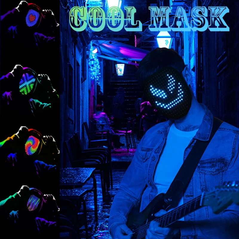 Luminous LED Mask Gesture Sensing Face Chang Glowing Mask Halloween Christmas Carnival Festival DJ Party Cosplay Supplies