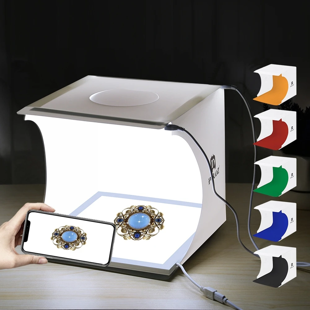 PULUZ 23cm Mini Folding Studio Diffuse Soft Box Kit With Shadowless Bottom Light Panels Mini Studio Lighting Box Tent