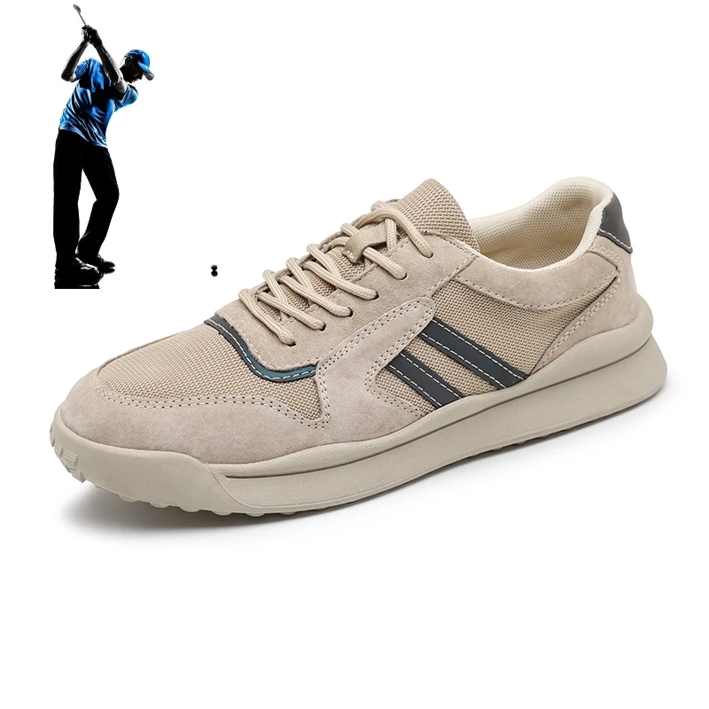 

Men's Golf Shoes Men's Sand Grey Mesh Breathable Outdoor Comfort Golf Sneakers Men's Walking Sneakers Men's Golf Sneakers