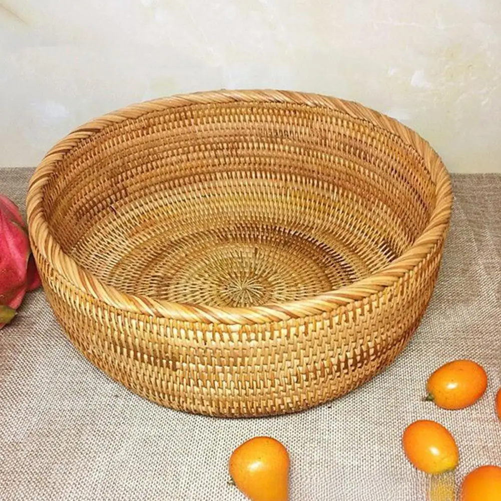 Woven Storage Basket Rattan Storage Organizer Handwoven Rattan Basket Bread Set for Kitchen for Serving Home
