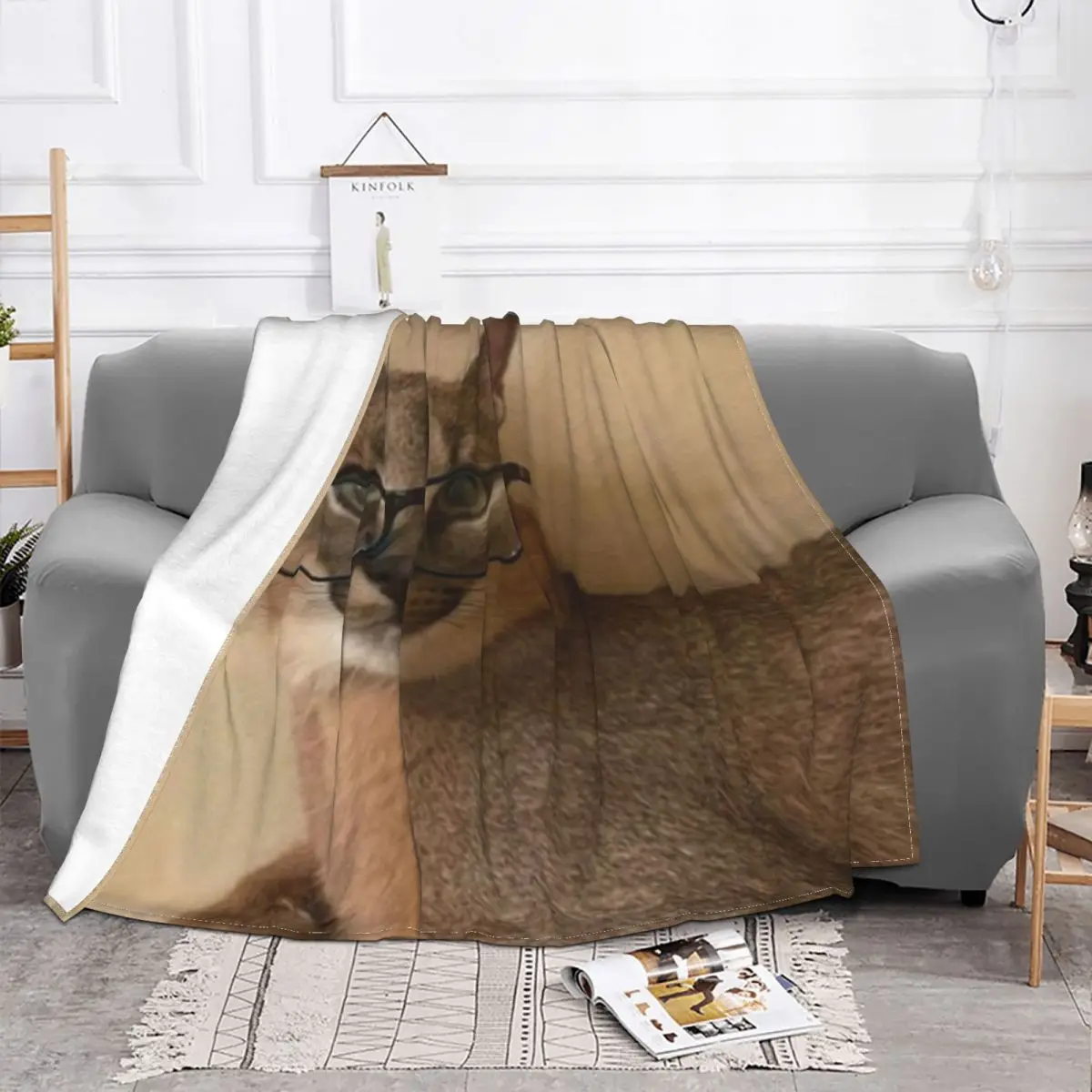 Caracal gato cobertores floppa animal flanela novidade macio lance cobertor  para cama lounge verão - AliExpress