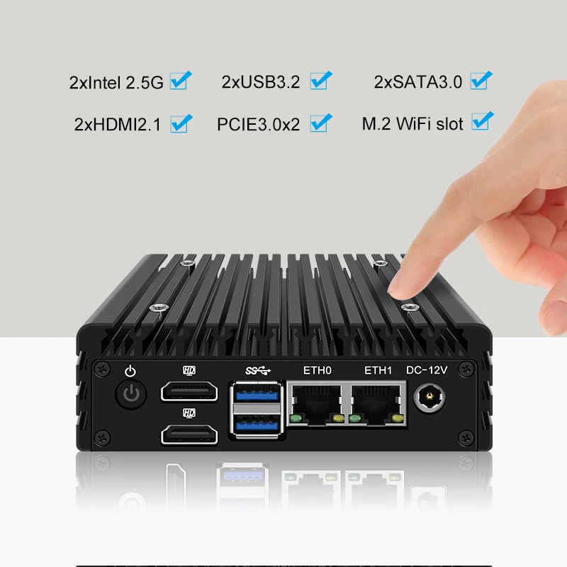 Topton X86 P5 Fanless Mini PC Firewall Router 12th Gen Intel i3-N305 N100 DDR5 4800MHz 2x i226-V 2.5G 2x HDMI2.1 Proxmox Server 3