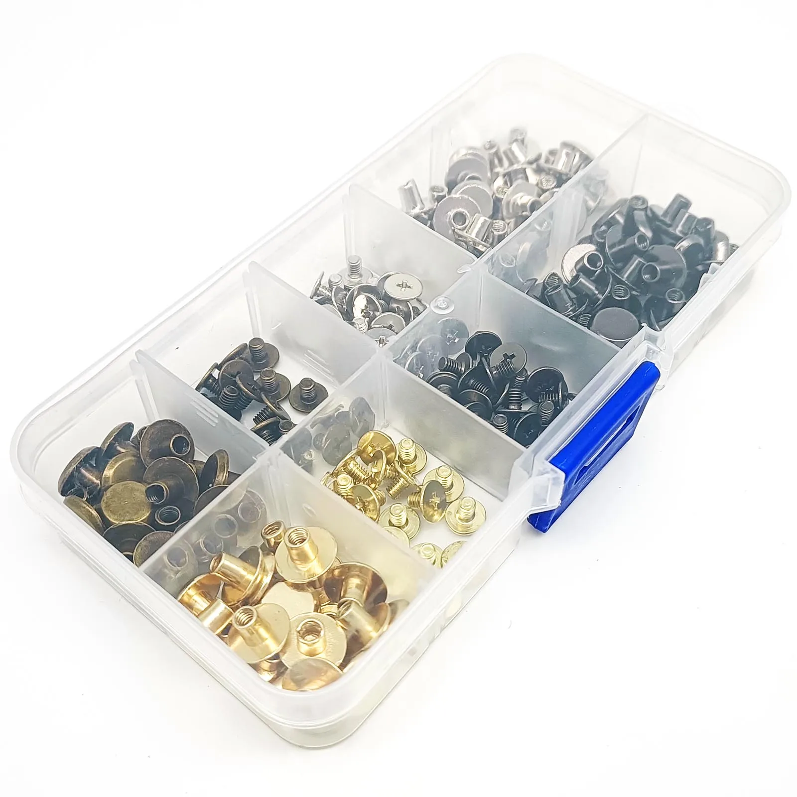 100 Sets Multi-Size Chicago Screw Rivet Kit for Leather Accessories – 4 Color Options