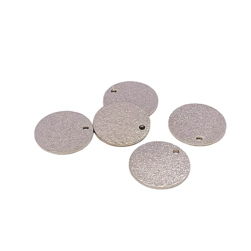 White K Gold Color Round Metal Slice Pendant Charms Necklace Earrings Accessories Supplies for Jewelry Making Diy Material 10pcs - 6