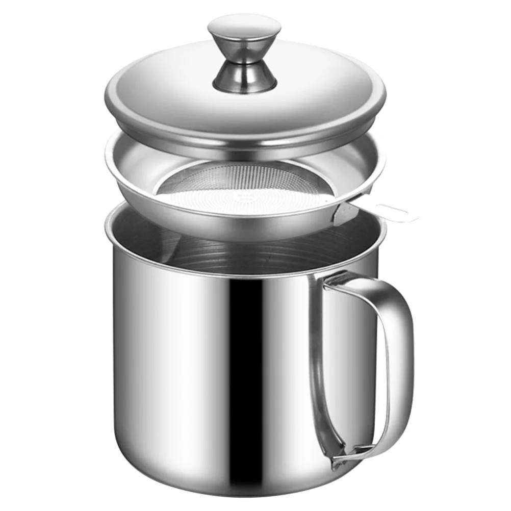 

Bacon Pot Storage Jars Grease Container with Strainer Stainless Steel Can