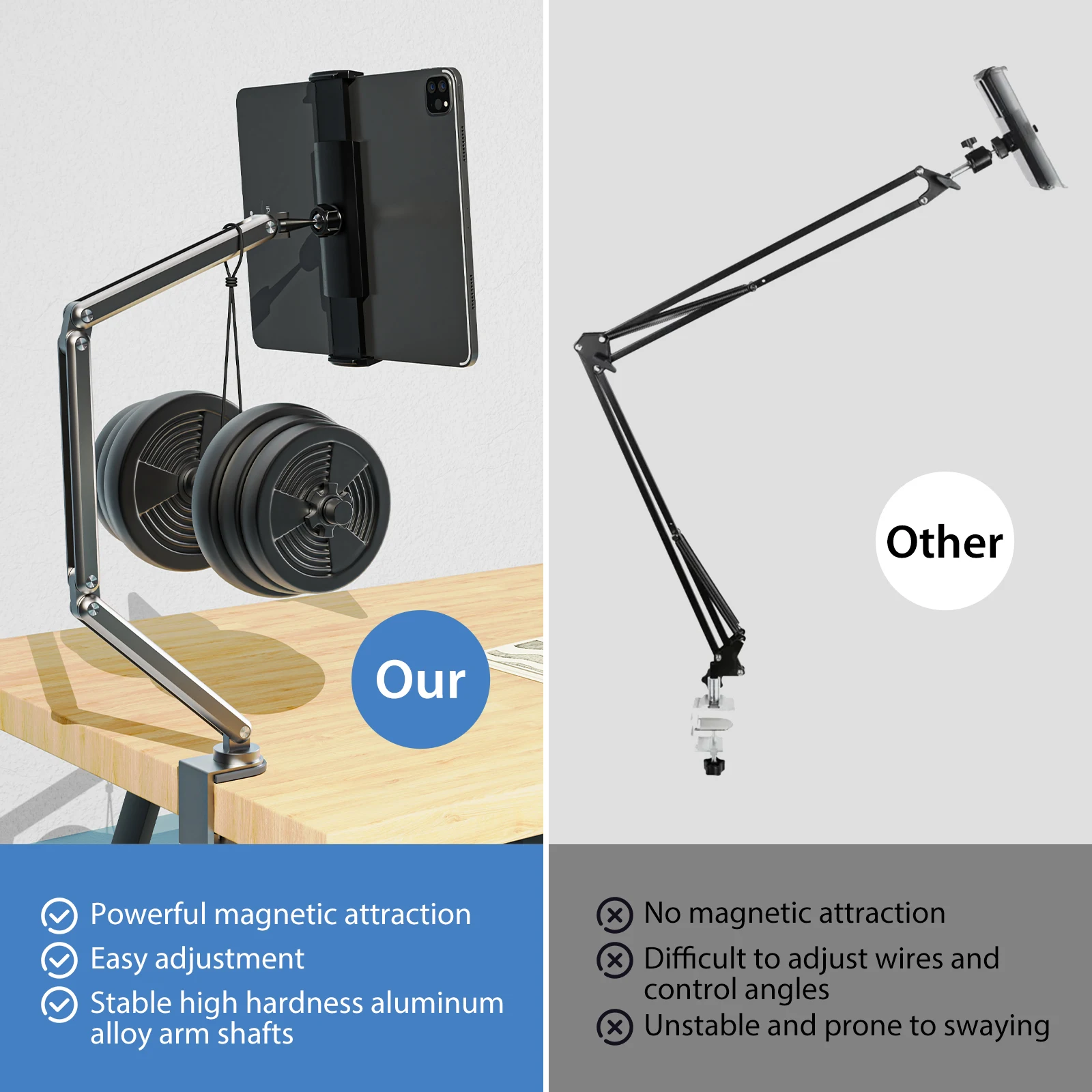 Kuxiu-suporte para Telefone para Tablet Braço Longo 712.9 Largura Retrátil Suporte de Alumínio Ipad Samsung Tablet E-reader - Imagem 4