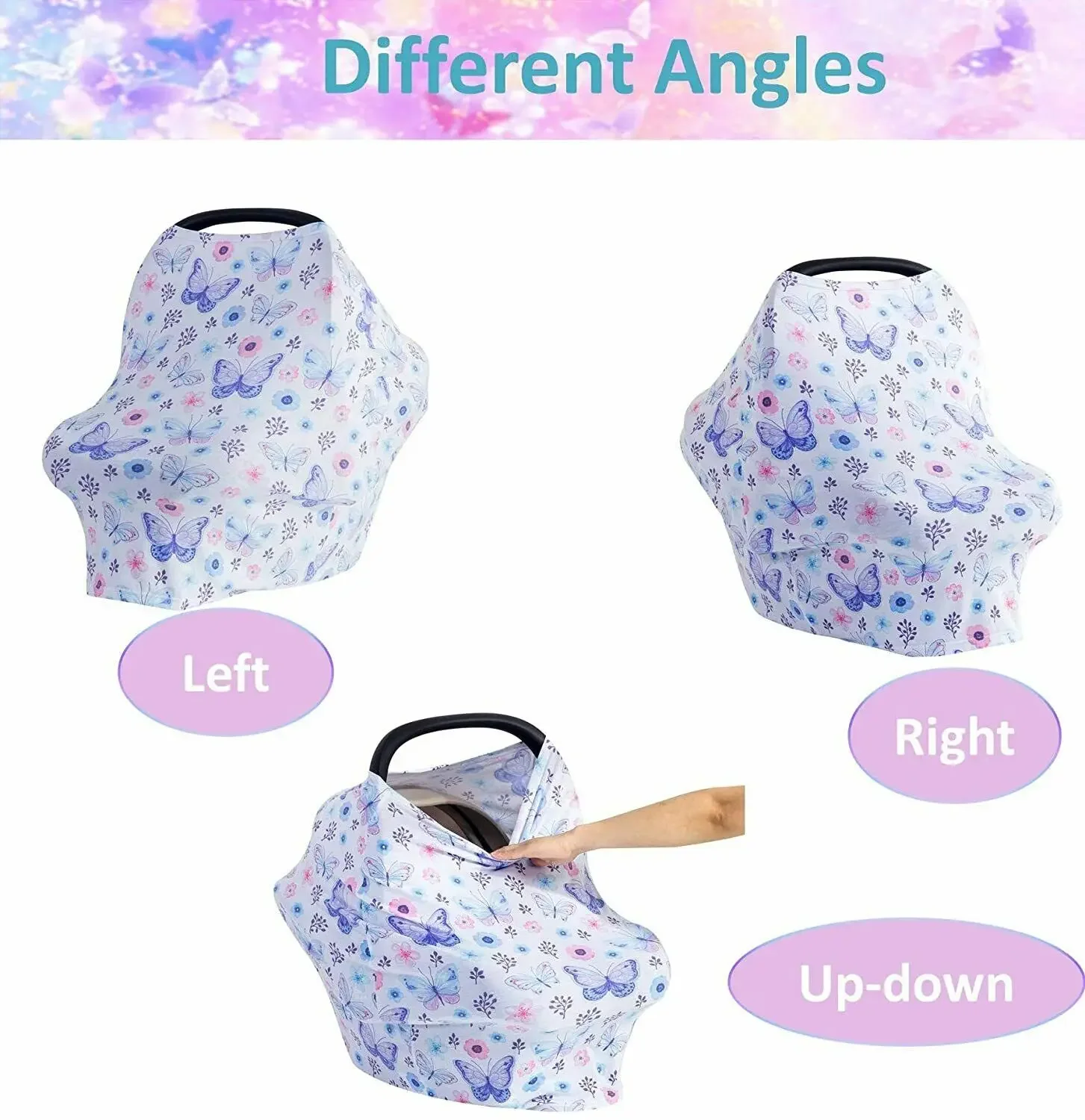 Stretchy Infant Multi-Car Seat Cover for Blankets Boy & Girl Breathable Nursing Cover for Breastfeeding,Camouflage Butterfly