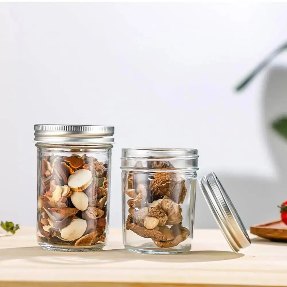 Description Picture 4 of item200/250/300/400/500/650ML Glass Sealed Jar Large Capacity Clear Fruit Jam Nuts Grain Cereal Seasoning Tea Leaf Container Box