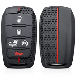 Silicone Key Holder Cover for Dodge RAM Truck Remote Key Fob (Redline(5 buttons))