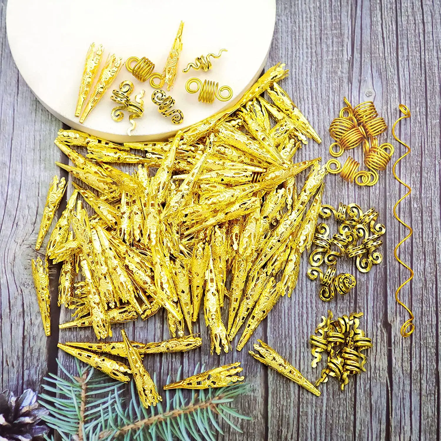 女性のための合成ドレッドヘアとビーズのキット,130個,ヘア