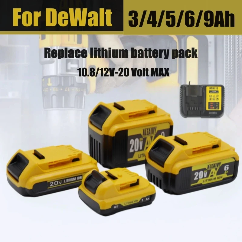 

9000mAh Lithium Battery For DeWalt 10.8V 12V 18V 20 Volt Max 9.0Ah DCB205 DCB206 Replacement Li ion Battery Power tool Batteries