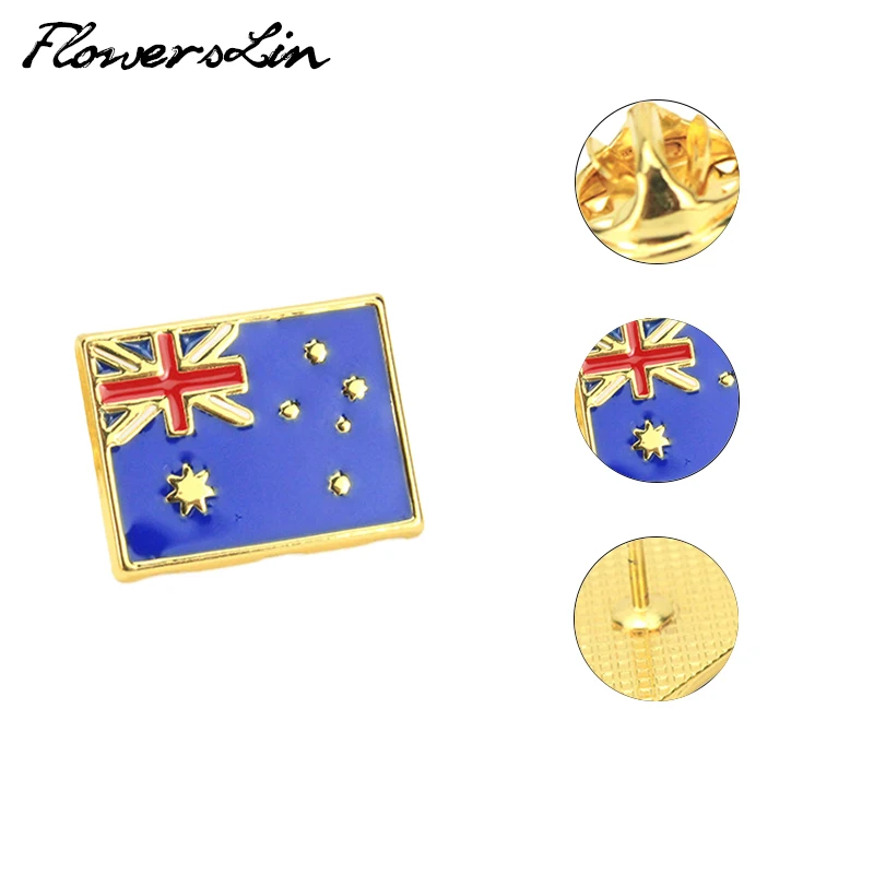 [FlowersLin] Australia Flag Lapel Pin Proudly Pride Badge Emblem Blue