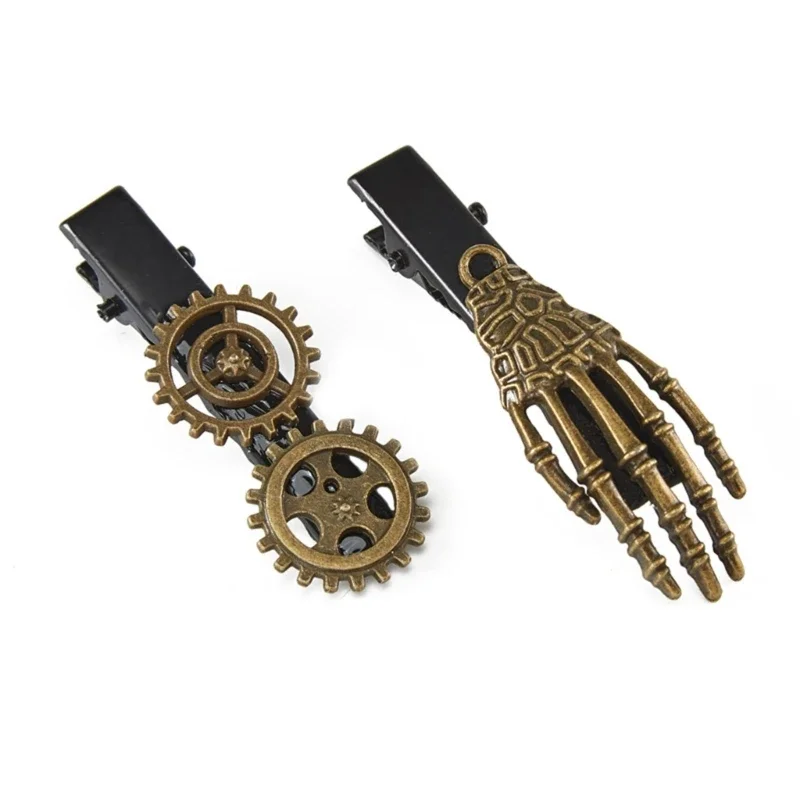Steampunk Haarspange Cool Gear Skelett Hand Haarnadeln Mädchen Dekorative Kopfbedeckung R7RF – Detail 1