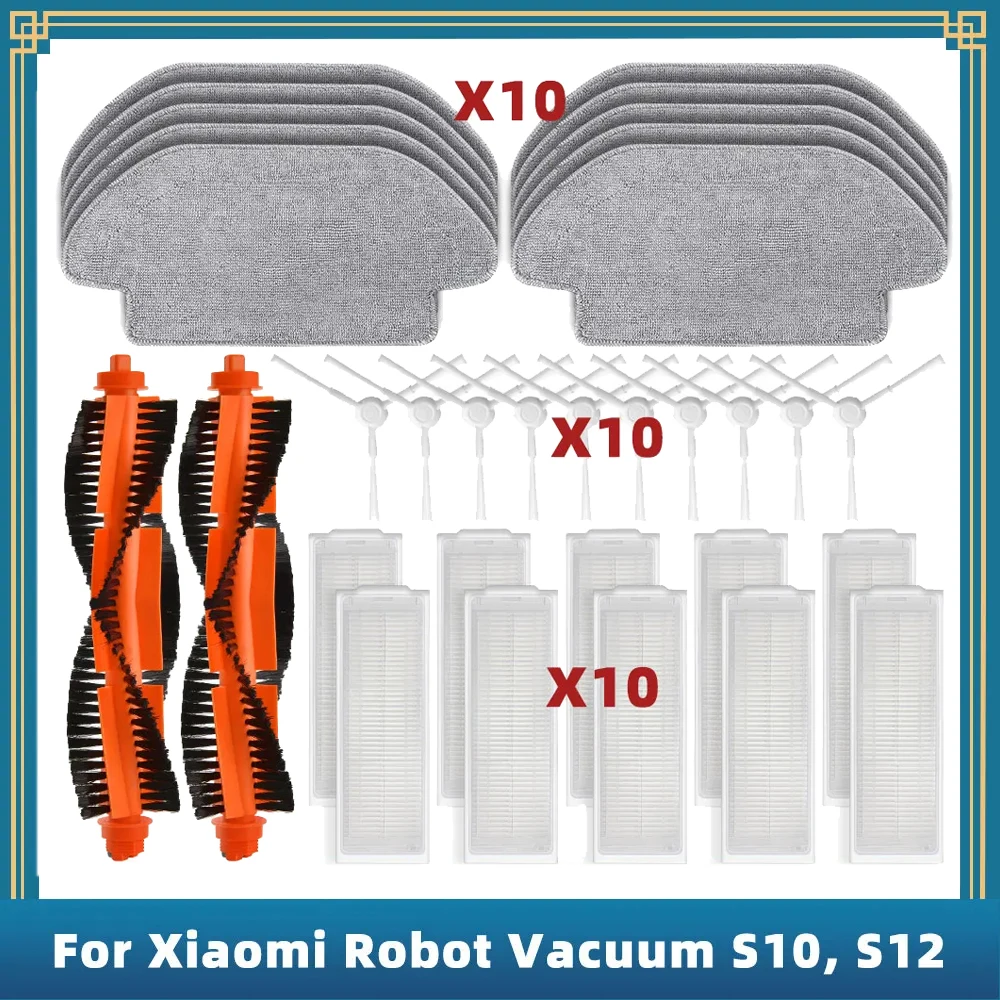 Compatible For Iconic Brand Robot Vacuum S10 S12 T12 B106GL/ Mop 2S XMSTJQR2S / 3C B106CN Parts Accessories Main Side Brush Filter Mop