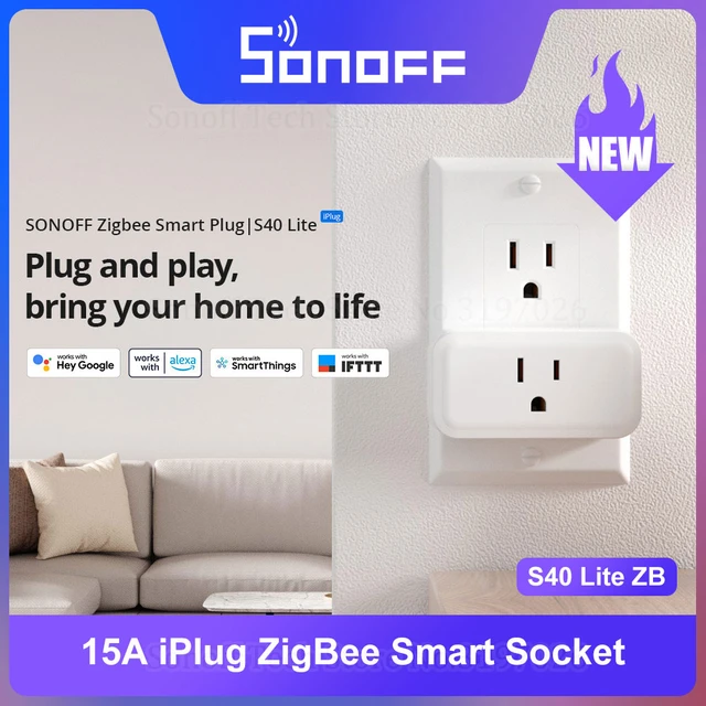 SONOFF S40 WiFi Bluetooth Smart Plug Smart Outlet Timer Switch For Alexa  &Google