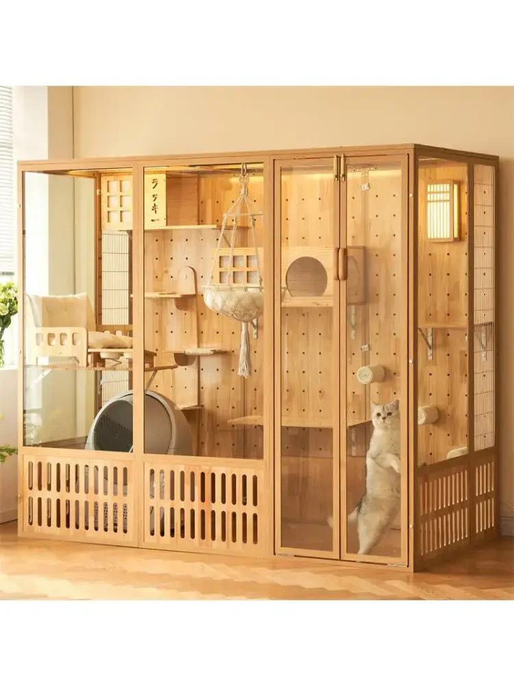

Super Large Cat Villa Cage & Panoramic Large House Luxury Indoor Apartment, Large Pet Furniture Glass Cat House