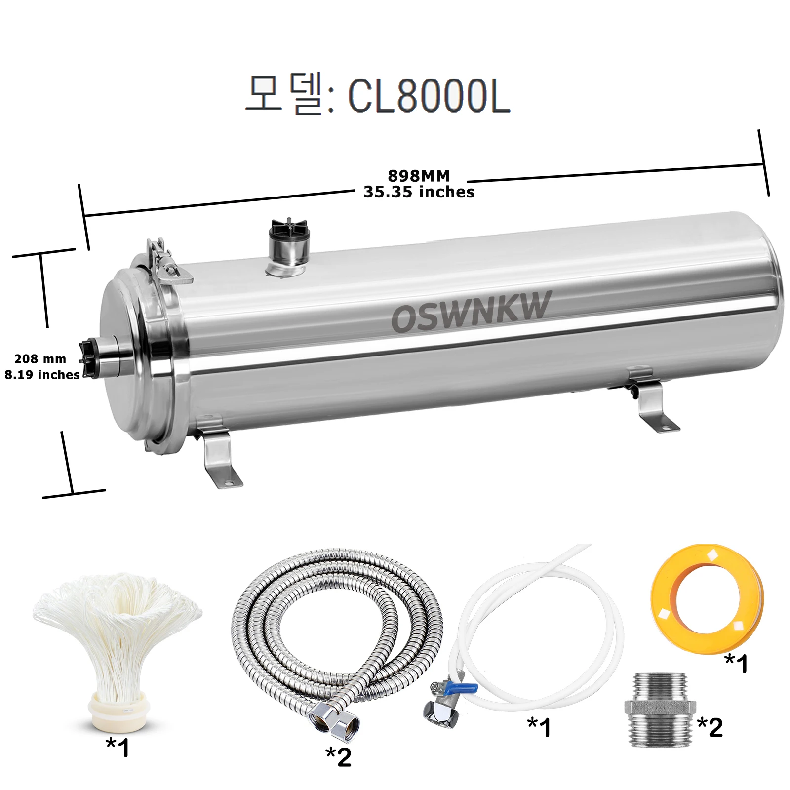 대유량 PVDF 집 전체 한외여과 정수기 0.01um 프리필터 SUS304 수명 5년