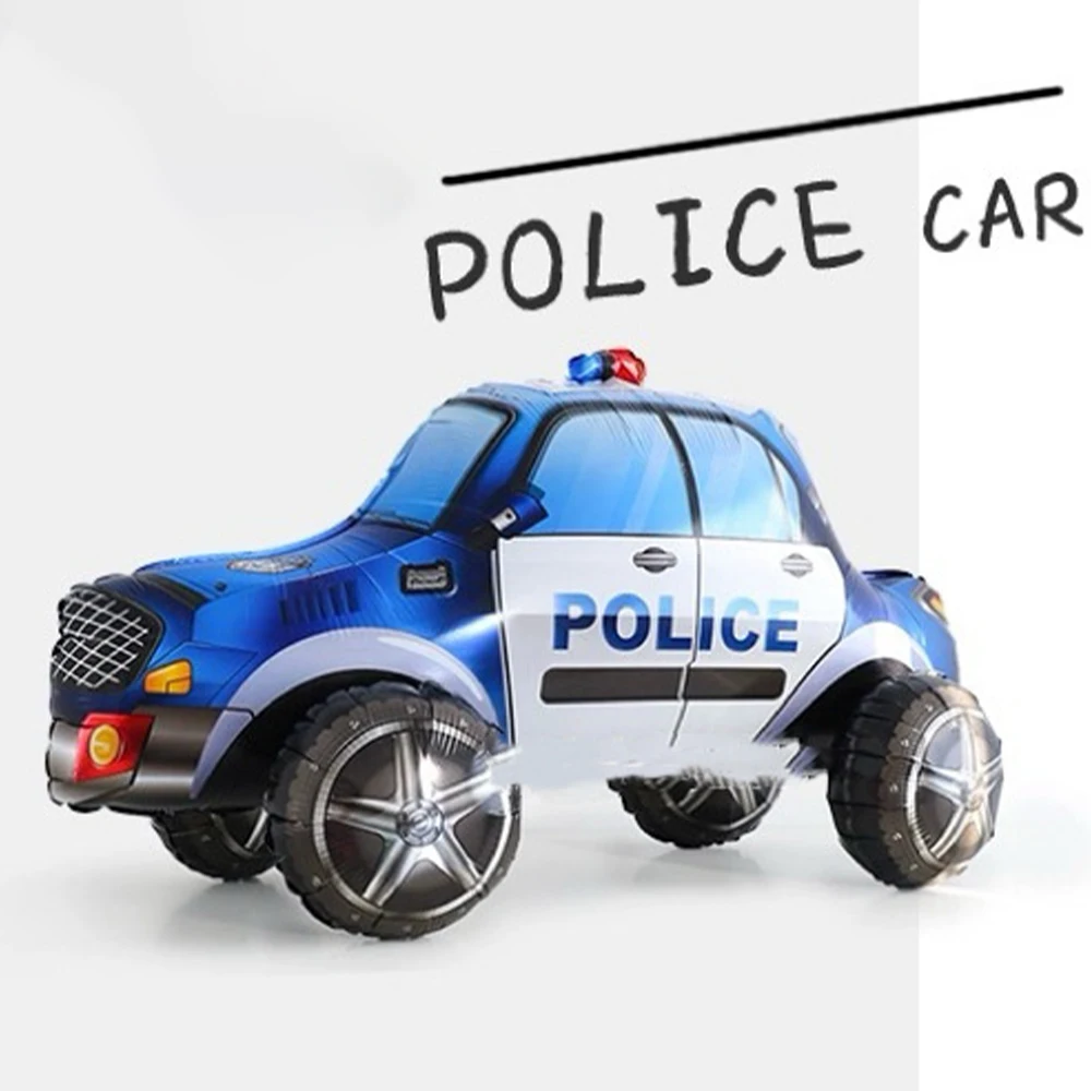 1 Stück Cartoon-Polizeiauto-Ballon, zusammenbaubarer 4D-Auto-Folienballon, für Geburtstagsfeier, Verkehrsthema, Feiertagsparty-Dekoration, Geschenk