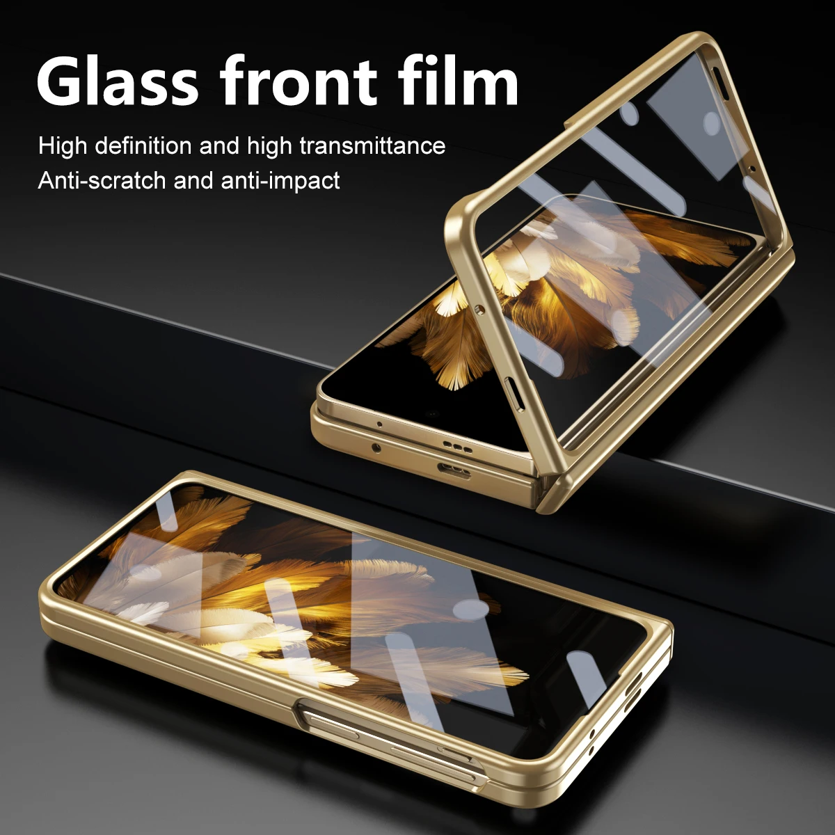 Luxury Glossy Hinge Camera Lens Protective Cover for OnePlus Open Electroplated Ultmate Design Case 9H Glass Screen Protector
