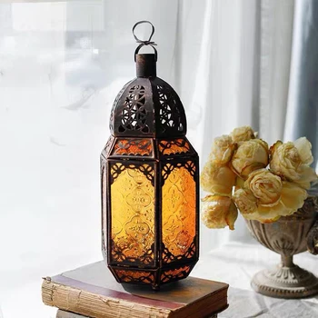Aesthetic Hanging Lantern Vintage Nordic Candle Holder Lanterns Retro Candles Rack  Iron Wedding Home Decoration Candlestick
