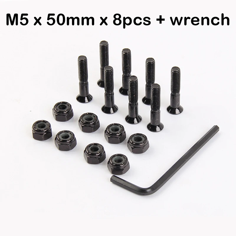 8Pcs Skateboard Trucks Screws Hardwares M5x25/29/32/38/44/50mm Mounting Bolts Anti-rust Carbon Steel Durable Bridge Nails Nuts