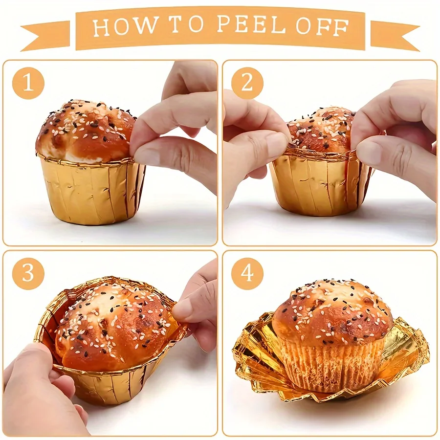 50er-Pack runde Backformen für Cupcakes und Muffins, 9 Farben, hitzebeständige Einweg-Backförmchen aus Aluminiumfolie, geeignet – Detail 7