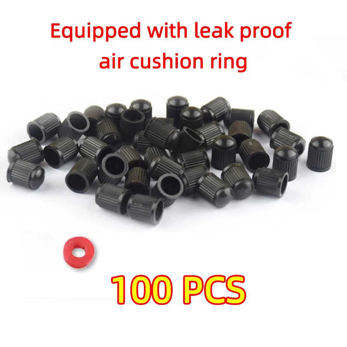 Durable Black Airtight Automotive Tire Valve Caps - Set of 50/100/200