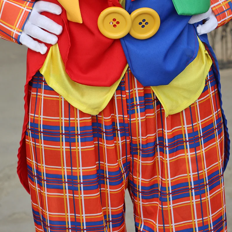 Cosplay Costume Halloween Adult Funny Circus Clown Jumpsuit Carnival Party Dress Up No Wig