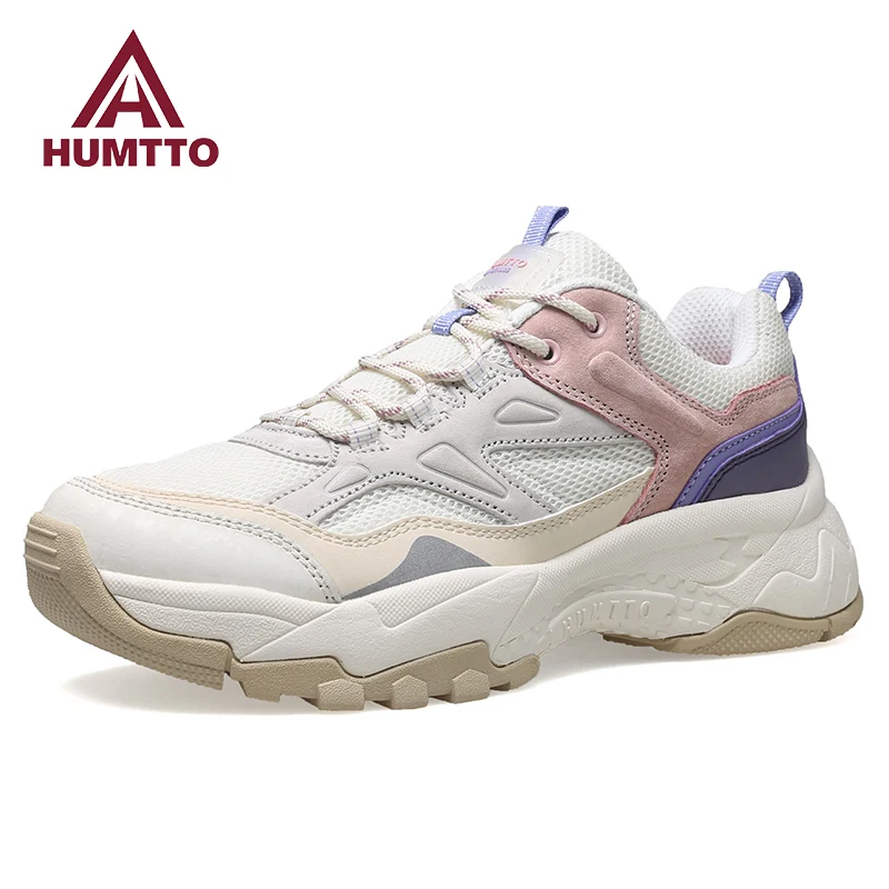 

HUMTTO Women Shoes Flat Platform Sneakers for Woman Luxury Designer Fashion Ladies Casual Winter White Pink Running Shoes Womens