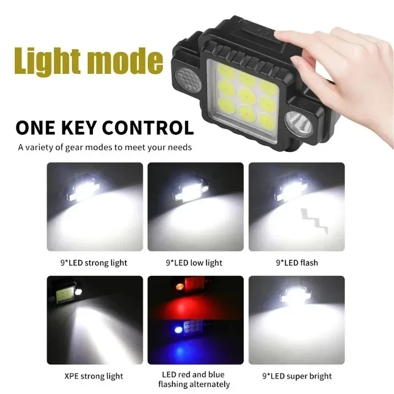 Head Flashlight Cob Headlamp Work Light Multifunctional COB+XPG Headlight Type-C Rechargeable Strong Light Head Torch Magnetic Work Lamp For Outdoor Camping Fishing