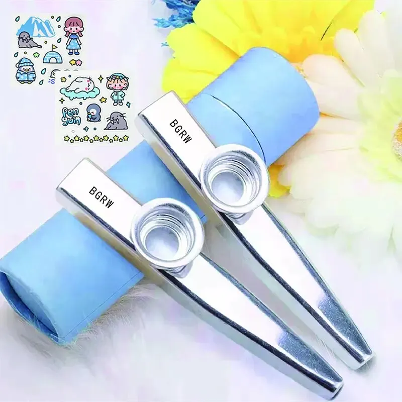 2Pcs Metal Kazoos Musical Instruments Flutes Diaphragm Mouth Kazoos Musical Instruments for Guitar musical instrument music toys