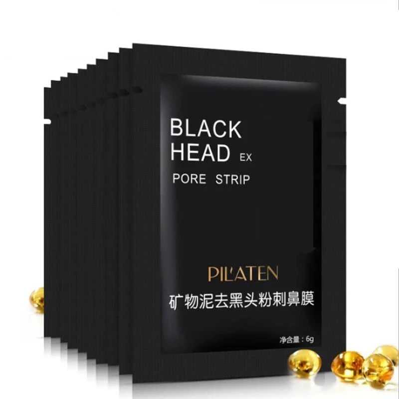 

100pcs PILATEN Black Mask Pore Cleansing Blackhead Remover Acne Mask Beauty Deep Cleansing Black Head Nose Mask