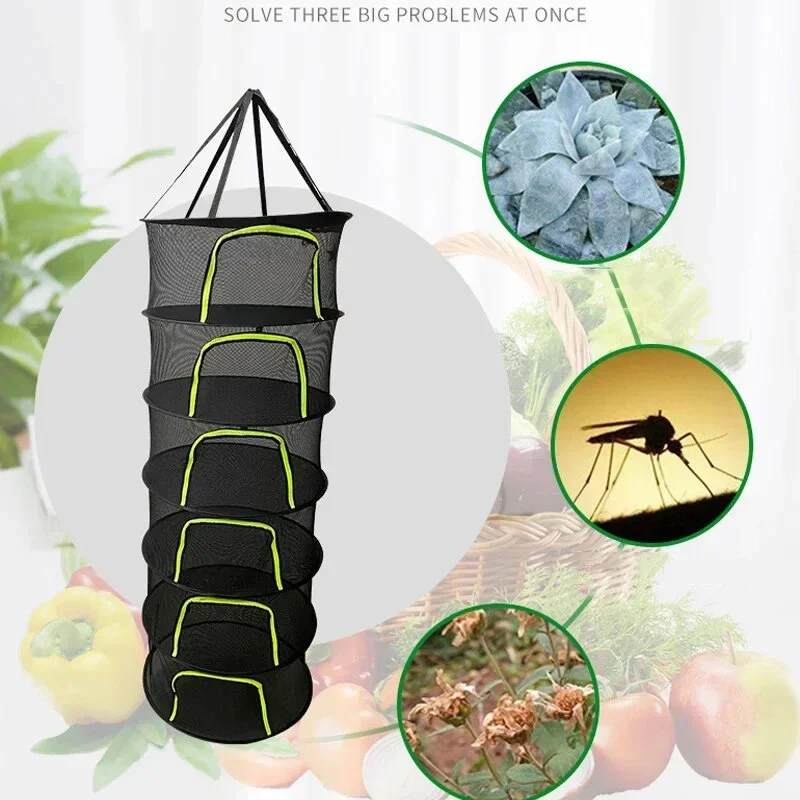 2/4/6/8 Drying Net For Herbs Fish Herb Vegetable Dryer Bag Folding Dry Rack Mesh Flowers Buds Plants Organizer Hanging Basket 2