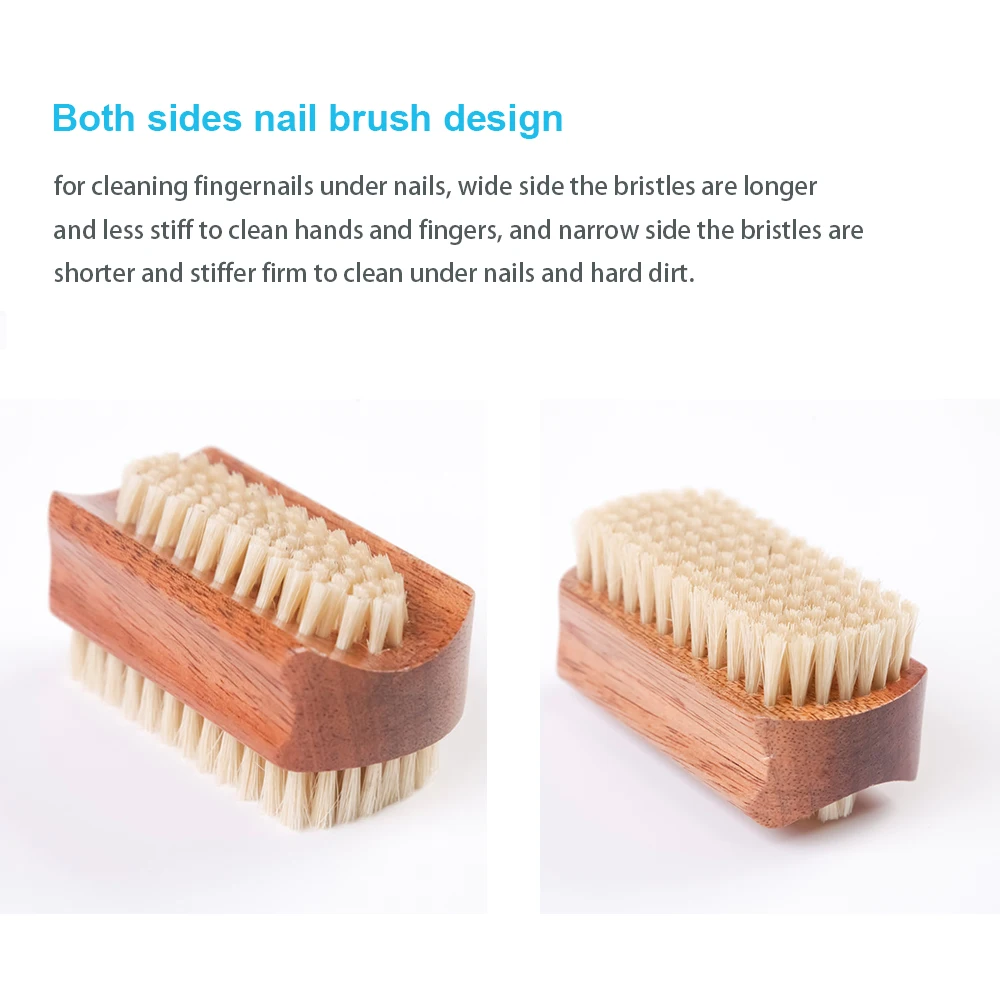 Artsecret Remove Dust Nail Brush for Cleaning Fingernails Non-Slip Wooden Both-sided Bristle Hand Foot Manicure Pedicure Scrubbe 5