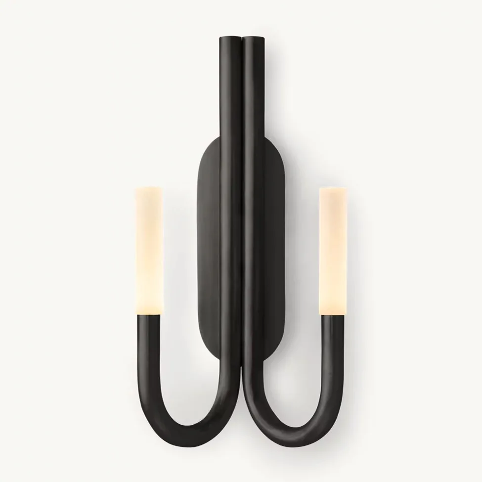 Description Picture 6 of itemDouble Sconce Solid Brass LED Wall Lamps with Glass Shade Home Decoration Bathroom Sconce Lighting Bedroom Black Lustre